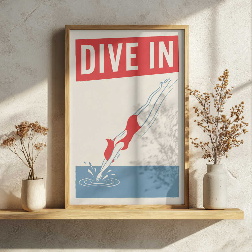 Retro Pool Diver Art Print UK — Abstract Fresh Wall Art — Living Room — Wall It All Prints