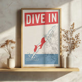 Retro Pool Diver Art Print UK — Abstract Fresh Wall Art — Living Room — Wall It All Prints