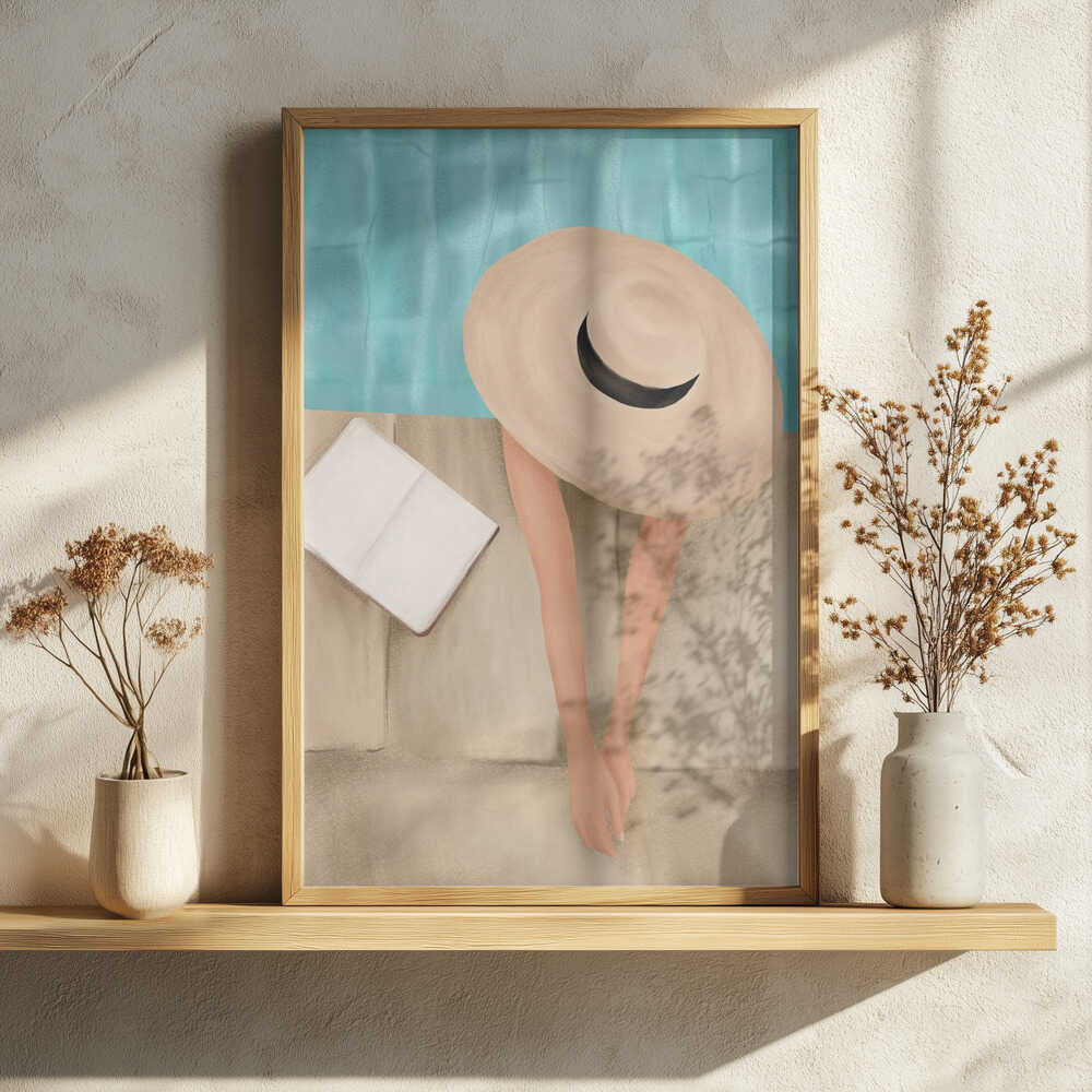 Summer Poolside Relax Art Print UK — Portrait Vibrant Wall Art — Living Room — Wall It All Prints