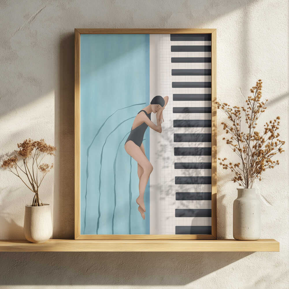 Swimmer's Piano Dream Art Print UK — Abstract Calm Wall Art — Bedroom — Wall It All Prints