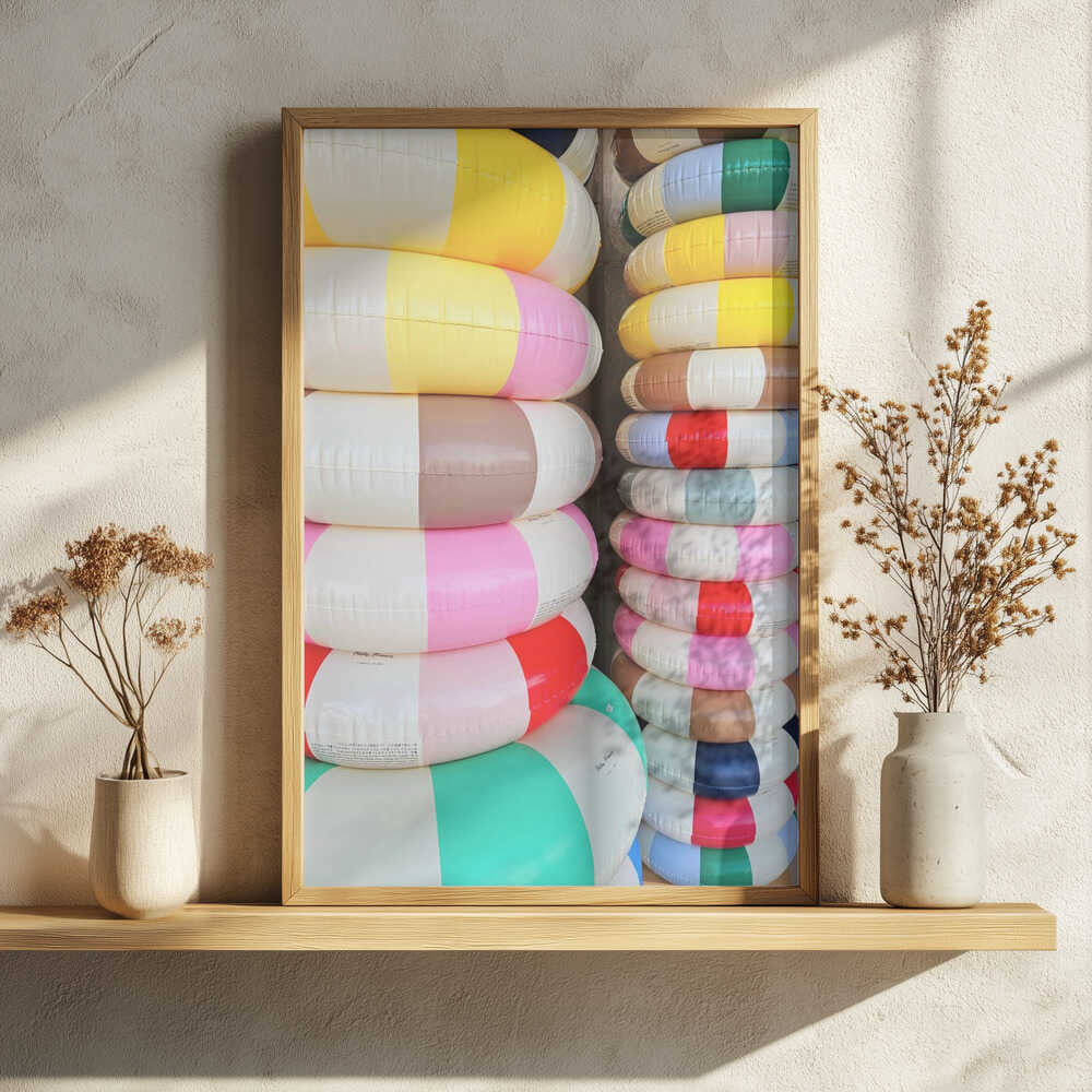 Colorful Stacked Pool Rings Art Print UK — Abstract Vibrant Wall Art — Living Room — Wall It All Prints