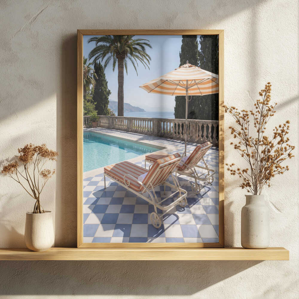 Poolside Ocean View Art Print UK — Landscape Elegant Wall Art — Living Room — Wall It All Prints