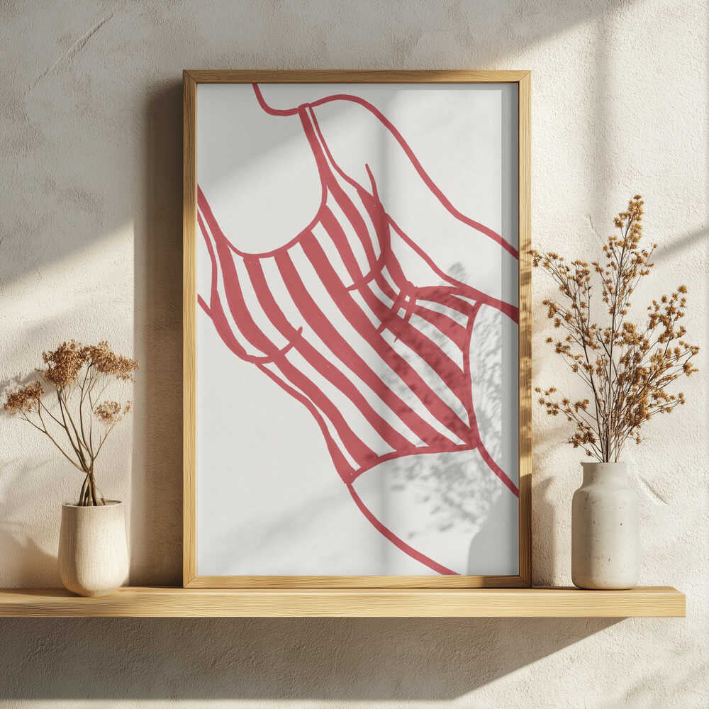 Red Striped Swimwear Art Print UK — Abstract Minimal Wall Art — Office — Wall It All Prints