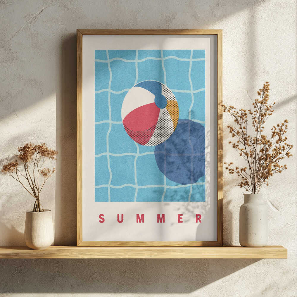 Floating Beach Ball Summer Art Print UK — Abstract Vibrant Wall Art — Living Room — Wall It All Prints
