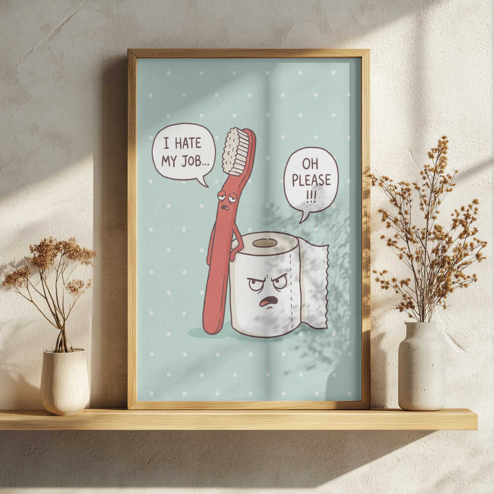 Grumpy Bathroom Talk Art Print UK — Portrait Vibrant Wall Art — Bathroom — Wall It All Prints