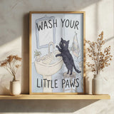 Wash Your Little Paws Art Print UK — Animal Dark Wall Art — Bathroom — Wall It All Prints