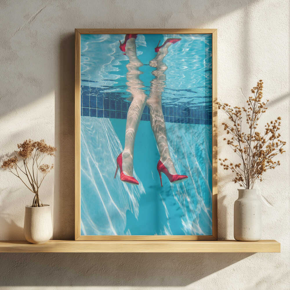 Red Heels Underwater Art Print UK — Celestial Vibrant Wall Art — Living Room — Wall It All Prints