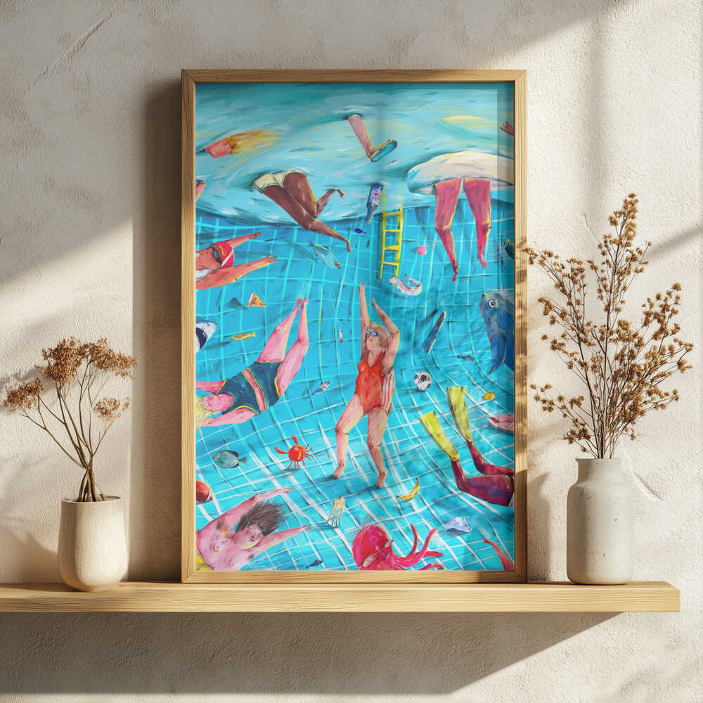 Surreal Pool Fun Art Print UK — Abstract Vibrant Wall Art — Living Room — Wall It All Prints
