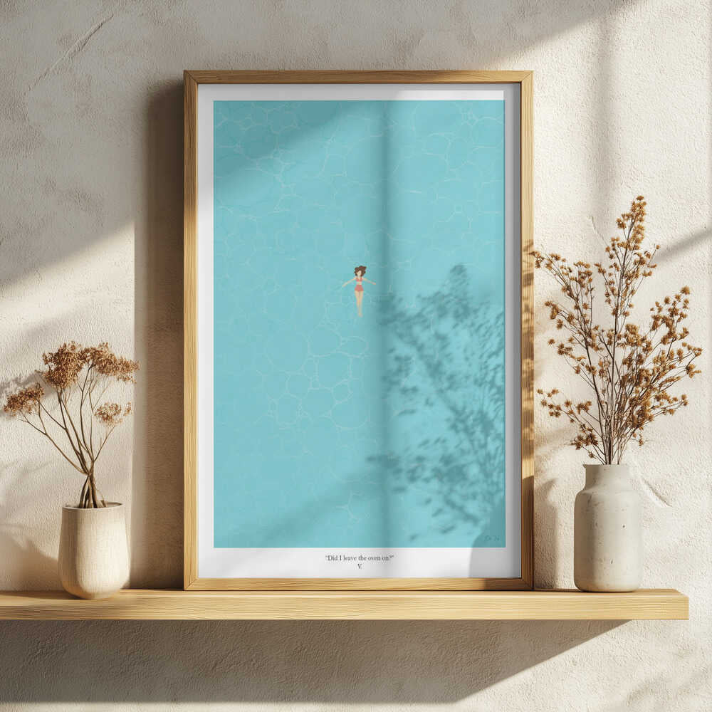 Floating Woman Blue Water Art Print UK — Portrait Vibrant Wall Art — Bedroom — Wall It All Prints