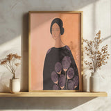 Elegant Woman Dark Floral Art Print UK — Botanical Calm Wall Art — Living Room — Wall It All Prints