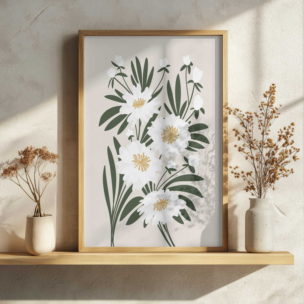 Elegant White Blooms Art Print UK — Botanical Vibrant Wall Art — Office — Wall It All Prints