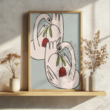 Loving Swans with Flowers Art Print UK — Botanical Calm Wall Art — Living Room — Wall It All Prints