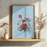 Sleeping Ladybug Baby Art Print UK — Botanical Calm Wall Art — Nursery — Wall It All Prints