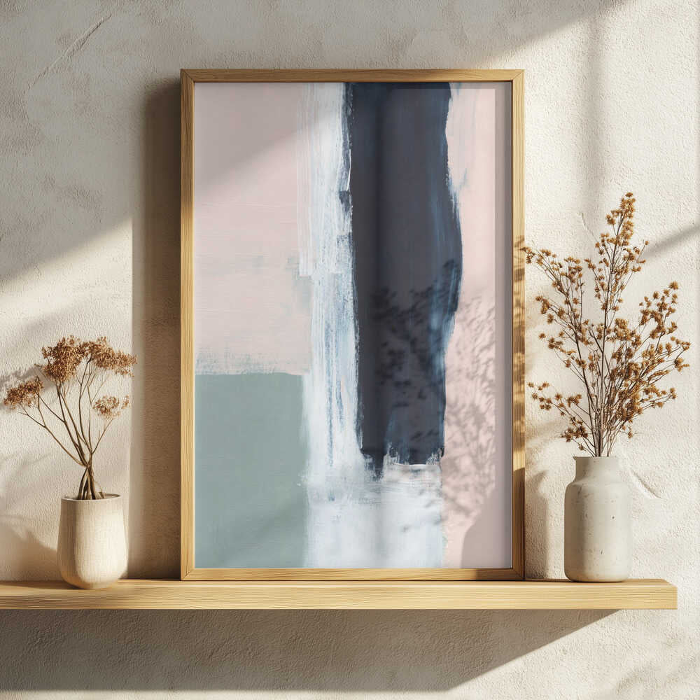 Blush Navy Abstract Art Print UK — Abstract Calm Wall Art — Bedroom — Wall It All Prints