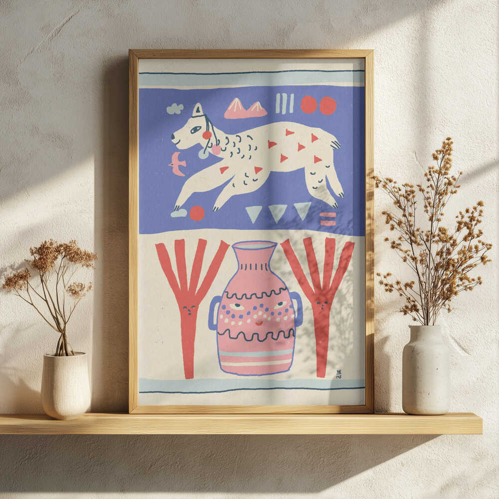 Playful Llama Folk Art Art Print UK — Botanical Vibrant Wall Art — Living Room — Wall It All Prints
