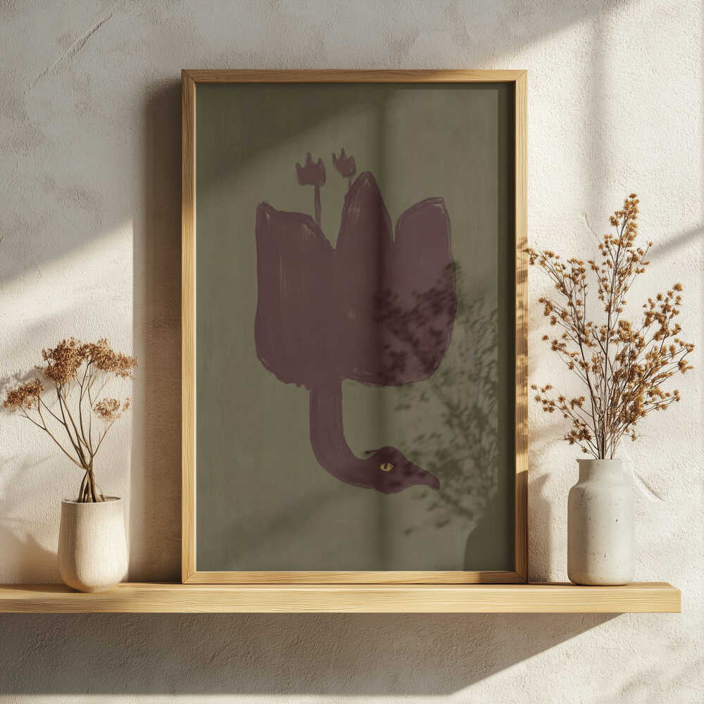 Dark Bird Blossom Art Print UK — Botanical Vibrant Wall Art — Office — Wall It All Prints