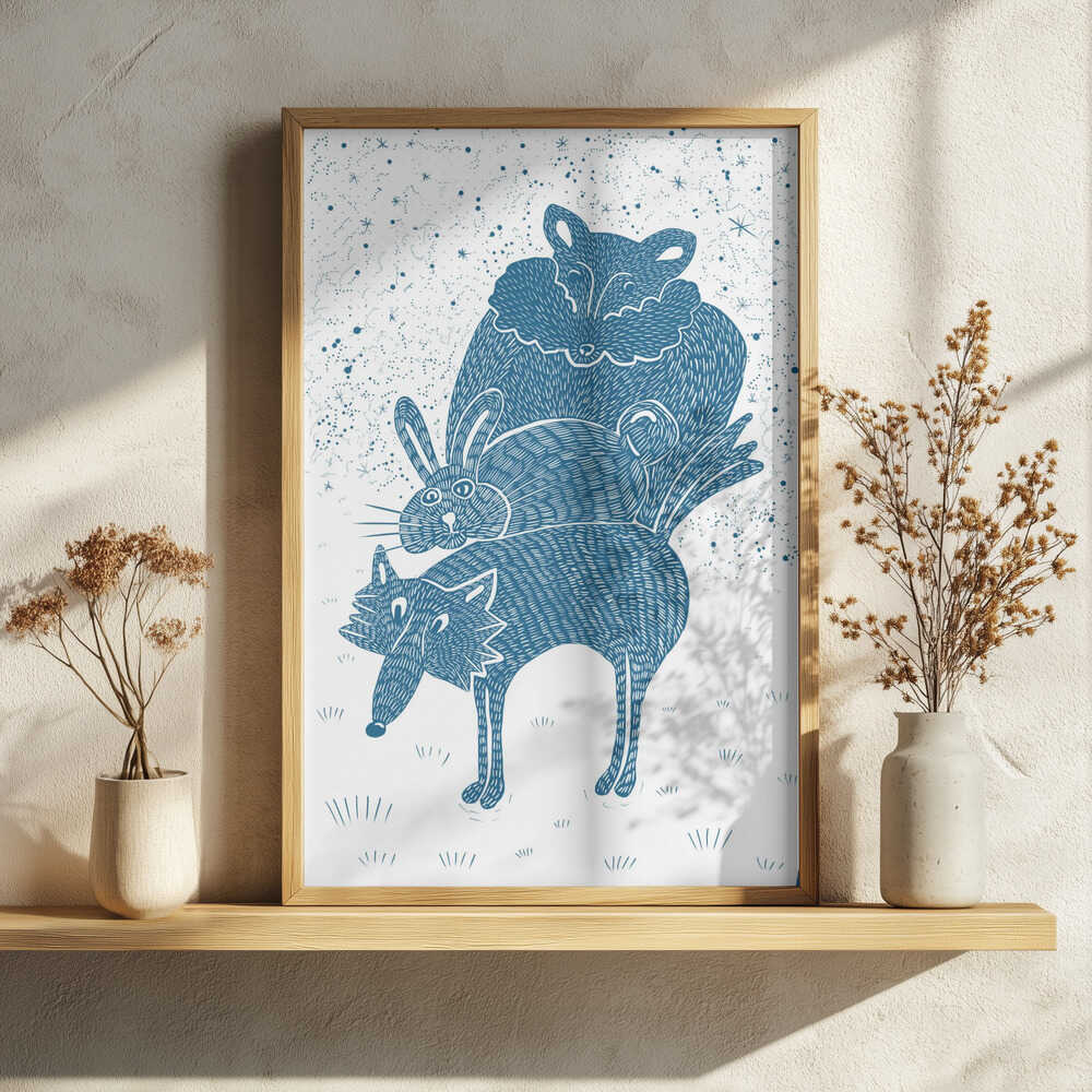 Whimsical Winter Stack Art Print UK — Abstract Vibrant Wall Art — Living Room — Wall It All Prints