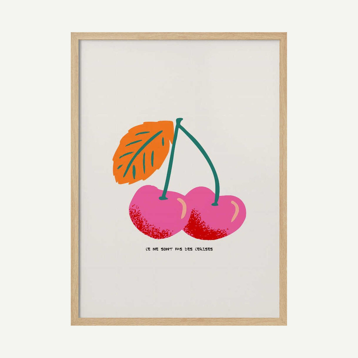 Pink Cherries Illustration Art Print UK — Botanical Vibrant Wall Art — Kitchen — Wall It All Prints