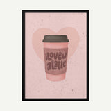 Pink Latte Love Art Print UK — Abstract Calm Wall Art — Kitchen — Wall It All Prints