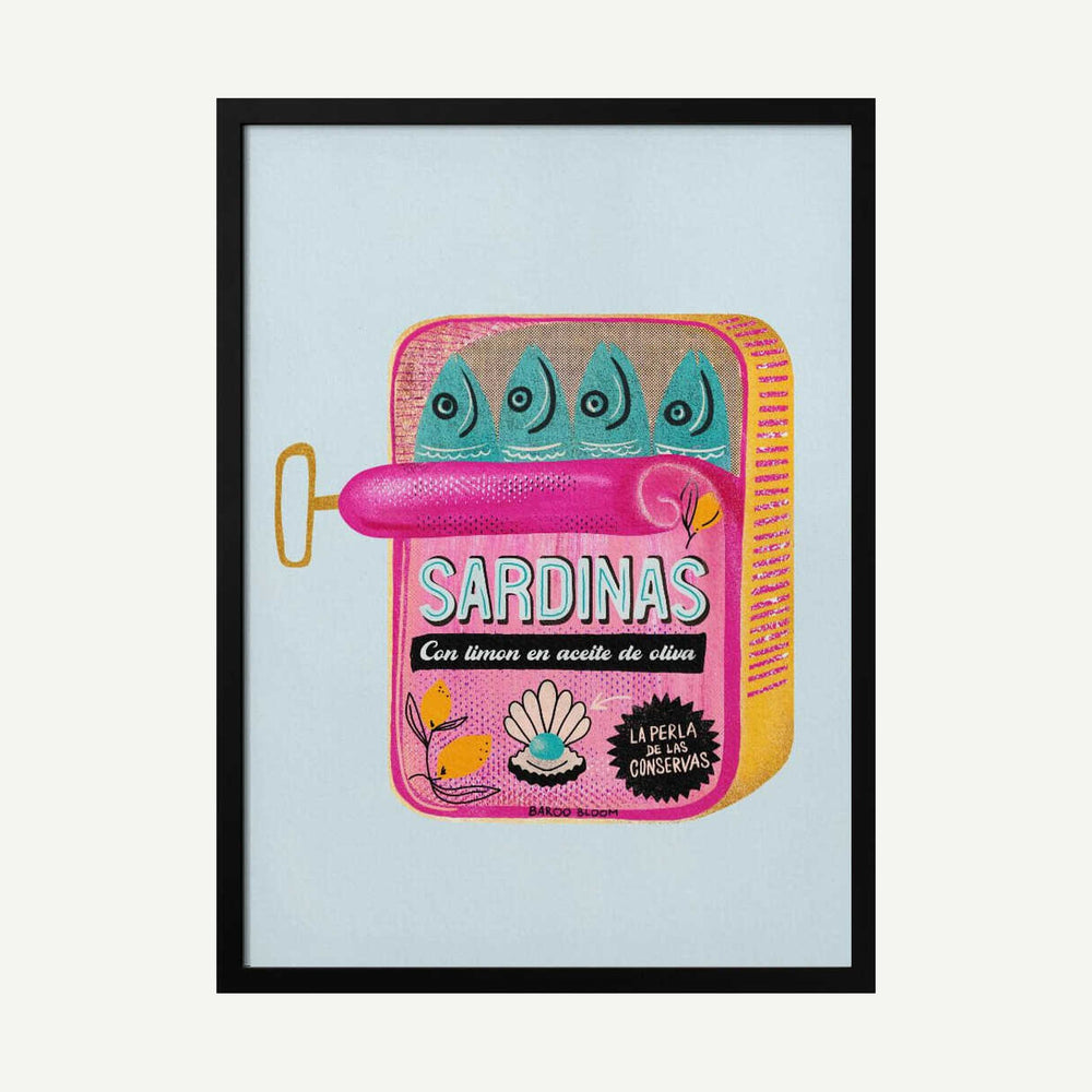 Pink Sardines With Lemon Art Print UK — Botanical Vibrant Wall Art — Kitchen — Wall It All Prints