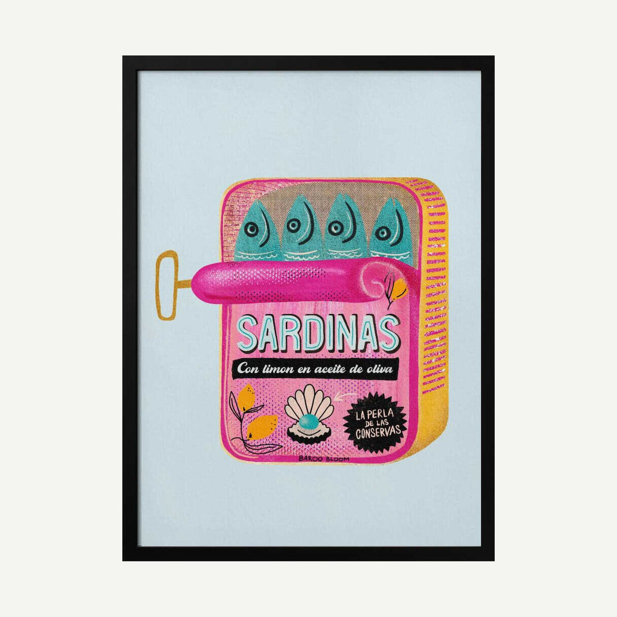 Pink Sardines With Lemon Art Print UK — Botanical Vibrant Wall Art — Kitchen — Wall It All Prints