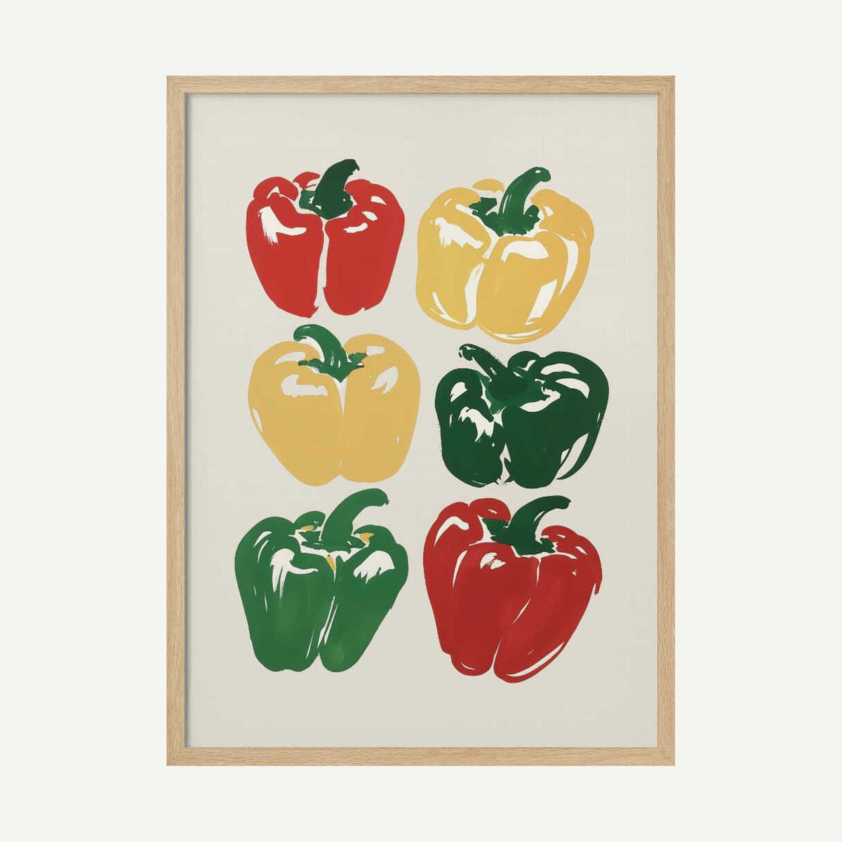 Pop Art Peppers Art Print UK — Botanical Vibrant Wall Art — Kitchen — Wall It All Prints