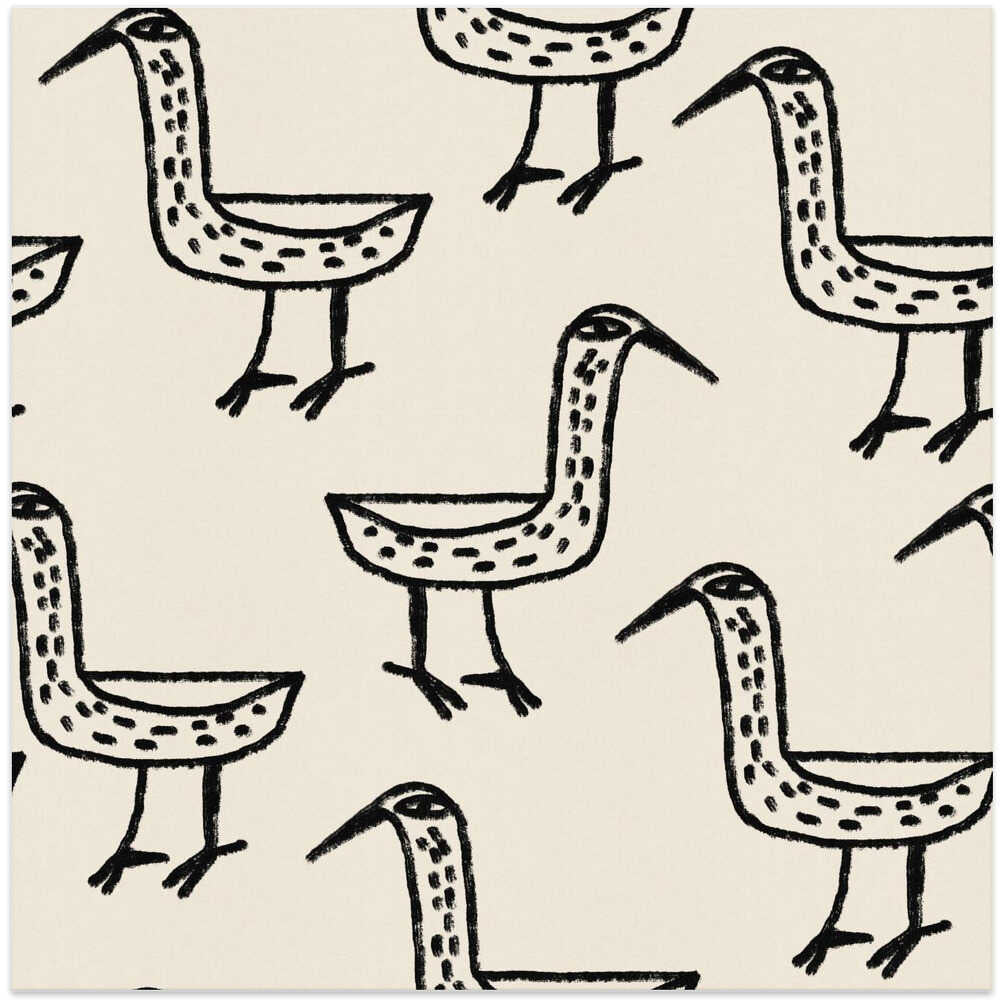 Folk Art Bird Pattern Art Print UK — Abstract Dark Wall Art — Office — Wall It All Prints