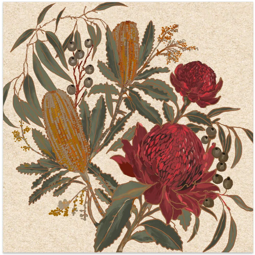 Australian Native Blooms Art Print UK — Botanical Vibrant Wall Art — Living Room — Wall It All Prints