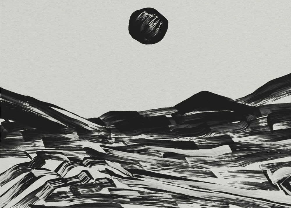 Stark Black Moonscape Art Print UK — Abstract Dark Wall Art — Bathroom — Wall It All Prints