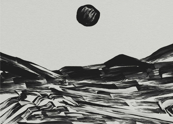 Stark Black Moonscape Art Print UK — Abstract Dark Wall Art — Bathroom — Wall It All Prints