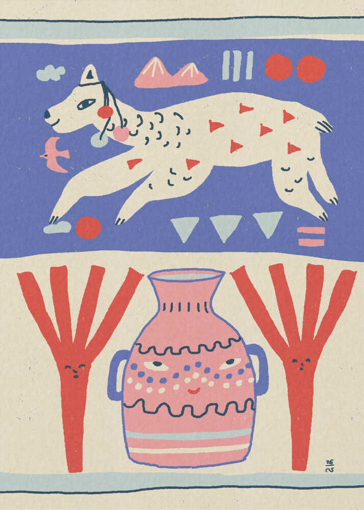 Playful Llama Folk Art Art Print UK — Botanical Vibrant Wall Art — Living Room — Wall It All Prints