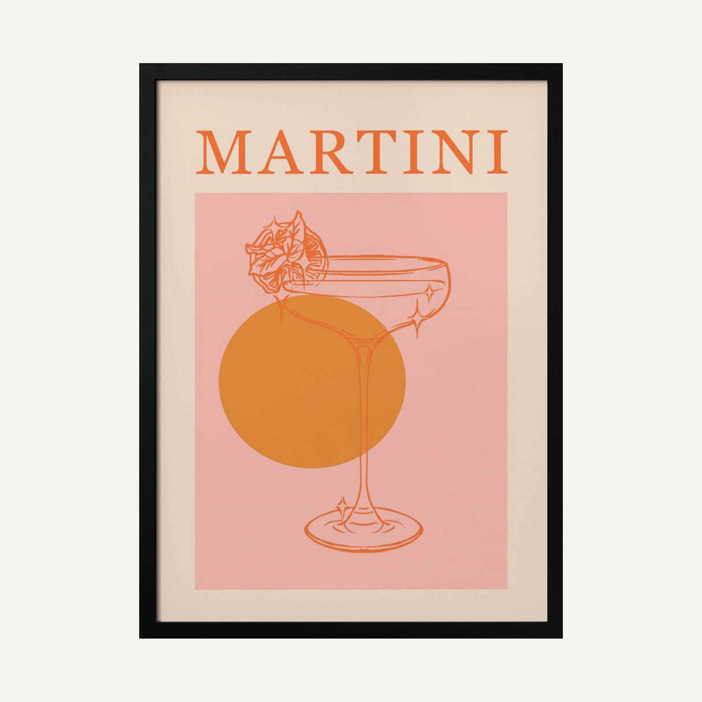 Retro Martini Cocktail Art Print UK — Abstract Minimal Wall Art — Office — Wall It All Prints