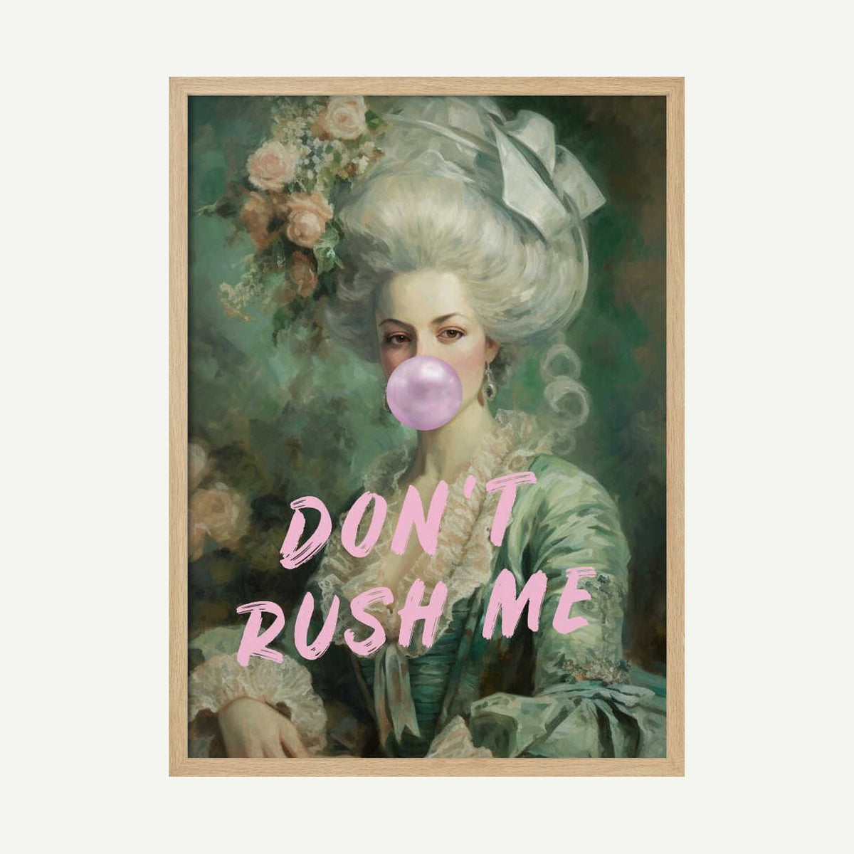 Sassy Rococo Bubblegum Lady Art Print UK — Portrait Minimal Wall Art — Living Room — Wall It All Prints