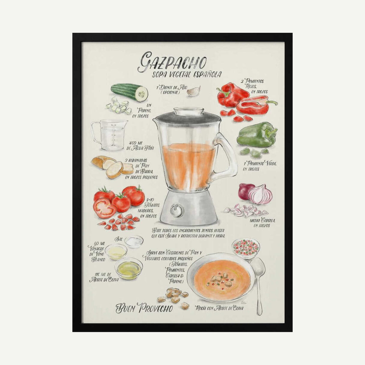 Spanish Gazpacho Recipe Art Print UK — Abstract Fresh Wall Art — Kitchen — Wall It All Prints