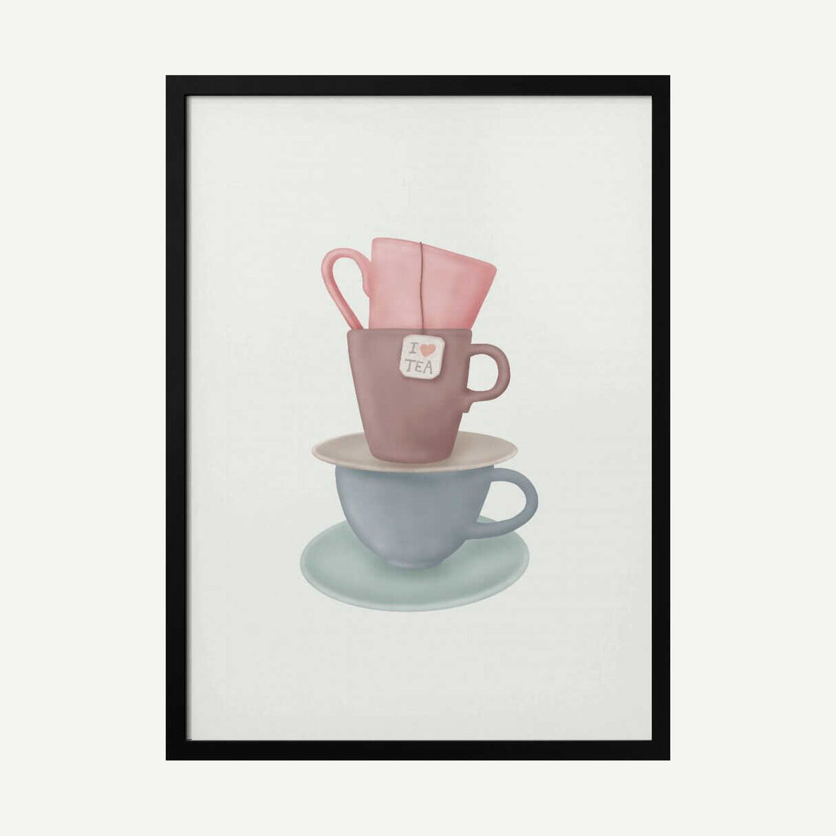 Stacked Tea Cups Art Print UK — Abstract Vibrant Wall Art — Kitchen — Wall It All Prints