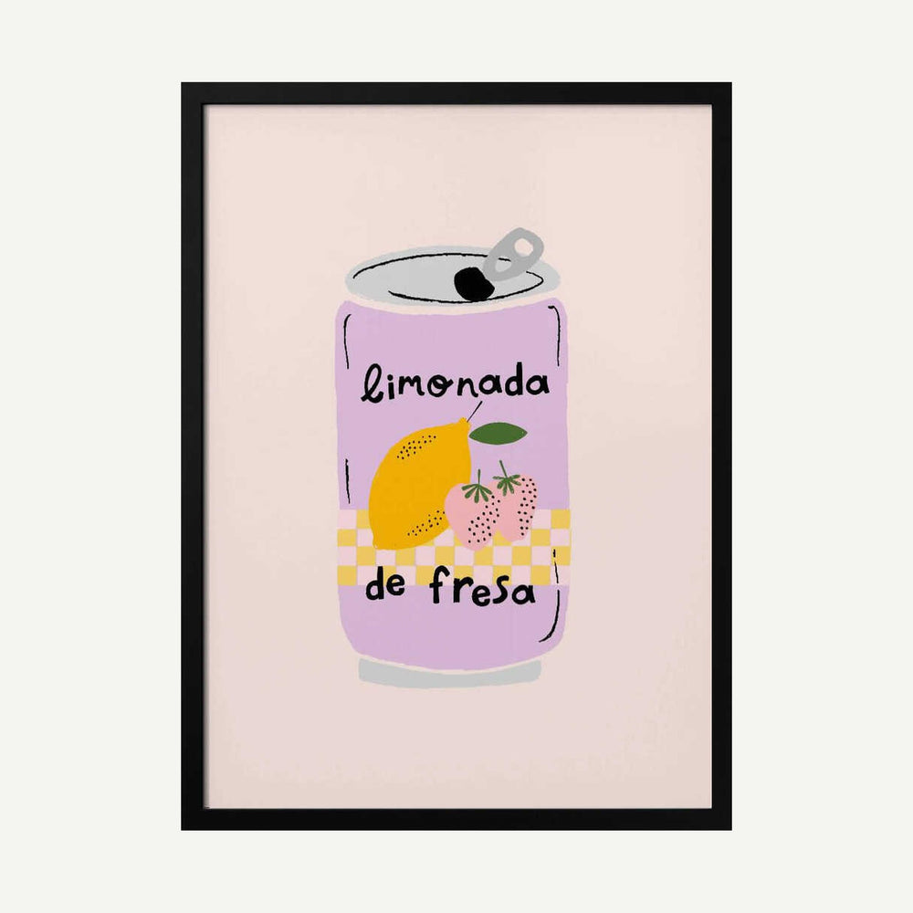 Strawberry Lemonade Can Art Print UK — Food Calm Wall Art — Kitchen — Wall It All Prints