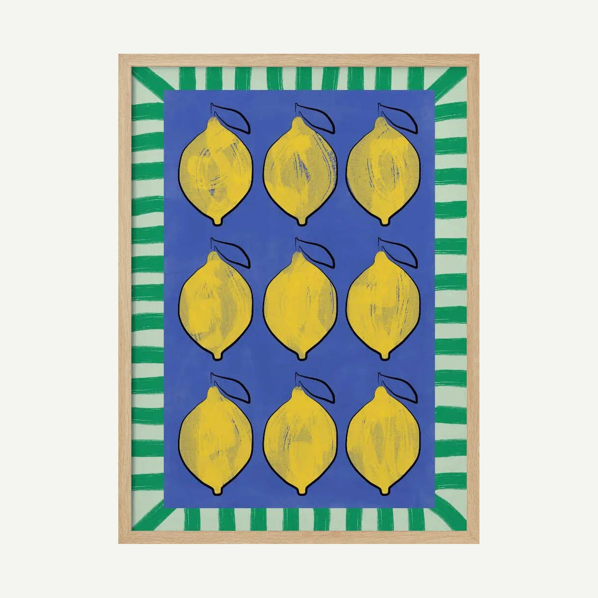 Vibrant Lemons Blue Grid Elena Ristova