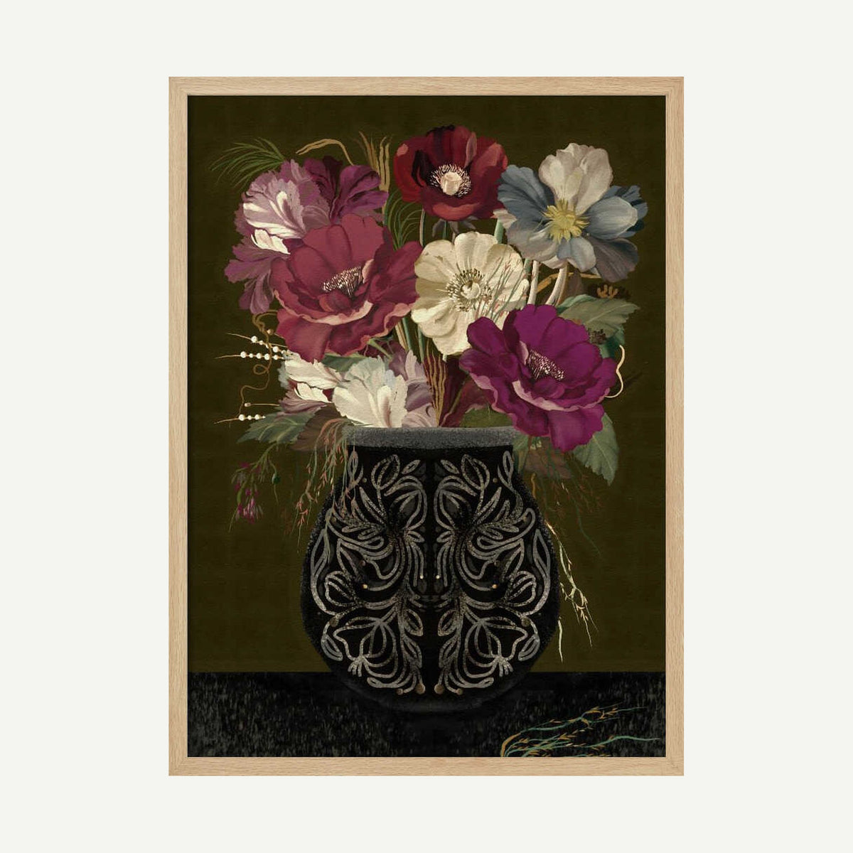 Vintage bouquet Art Print UK — Botanical Vibrant Wall Art — Living Room — Wall It All Prints