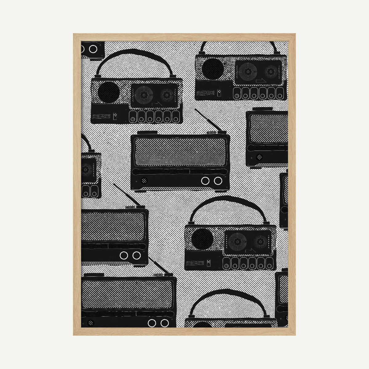Vintage Radios Pattern Art Print UK — Vintage Dark Wall Art — Living Room — Wall It All Prints