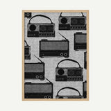 Vintage Radios Pattern Art Print UK — Vintage Dark Wall Art — Living Room — Wall It All Prints