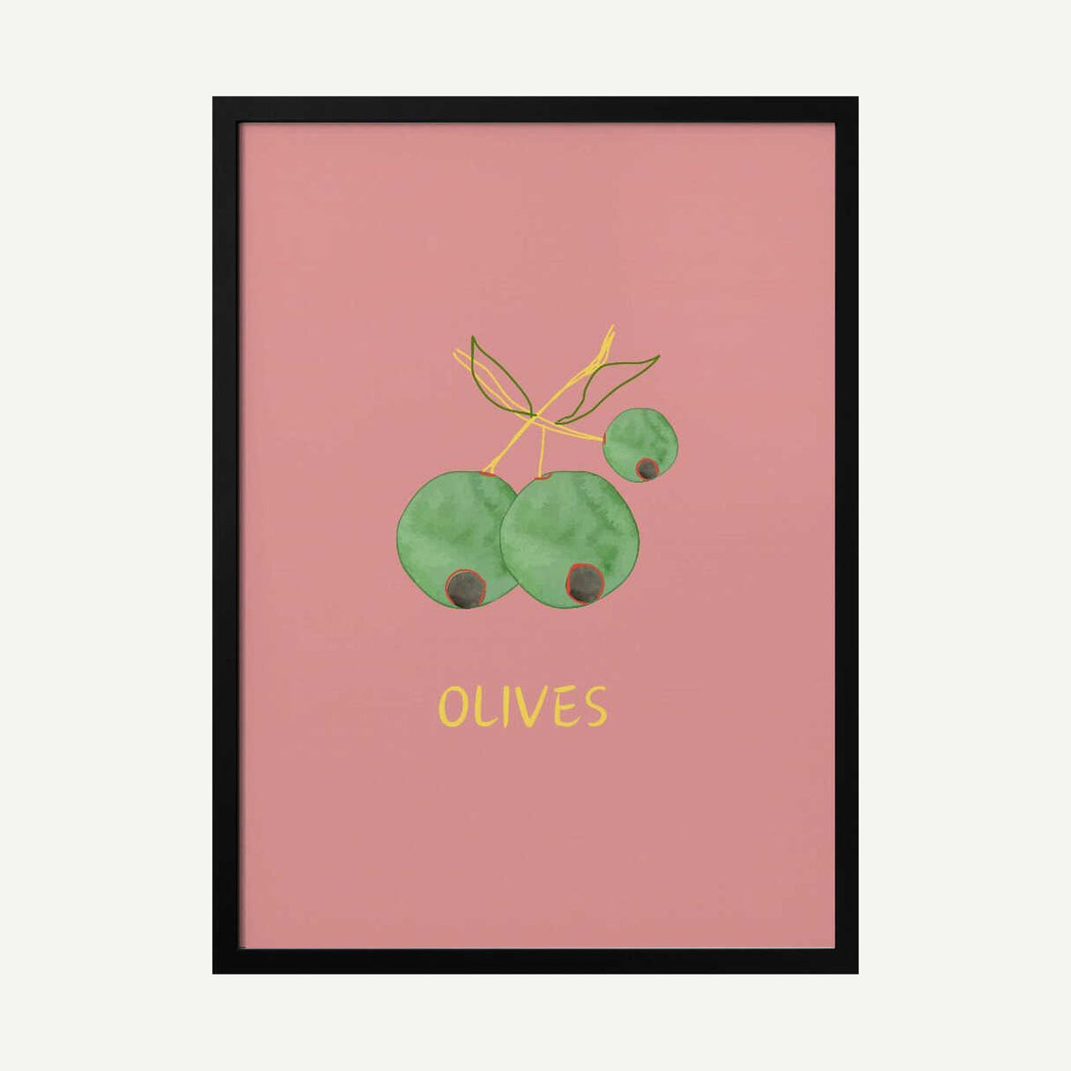 Watercolor Green Olives Art Print UK — Abstract Vibrant Wall Art — Kitchen — Wall It All Prints