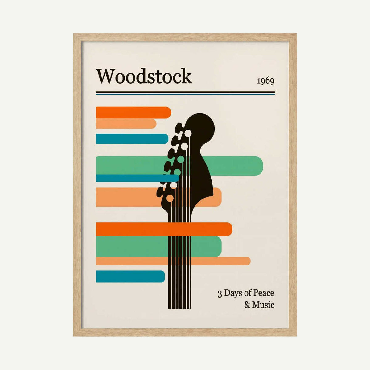 Woodstock Guitar Festival Art Print UK — Abstract Vibrant Wall Art — Living Room — Wall It All Prints